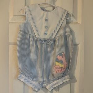 BabyTogs Blue and White Striped Sailboat Outfit